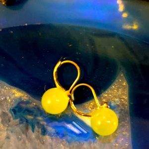 Gorgeous Apple Green Jade Drop Earrings